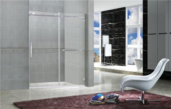 Clear / Printed Tempered Frameless Sliding Glass Doors With Stainless Steel