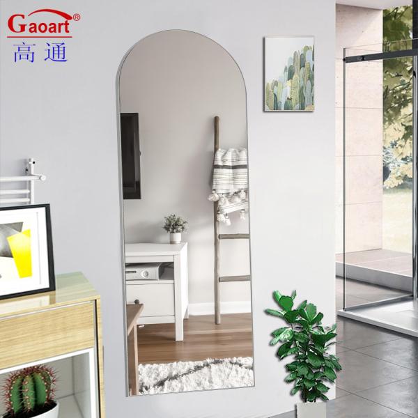Every Day Stainless Steel Rose Black Aluminum Framed Gold Arch Wall Mirror