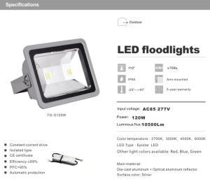 China LED Flood light 120W 10500LM Brightness RGB 3000K,4000K, 6000K Led floodlight factory