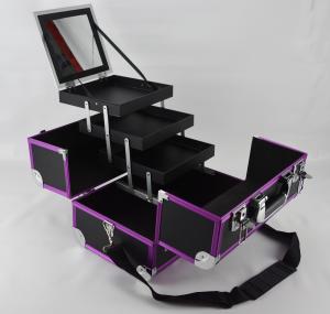 China Purple Aluminum Anodize Cosmetic Case Protable Make Up Box factory