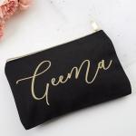 Cosmetic Embossing Logo 8Oz 12x17'' Canvas Make Up Bag