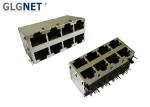 1000 Base T Rj45 Through Hole Connector 8 Port 2x4 Ports With Integrated