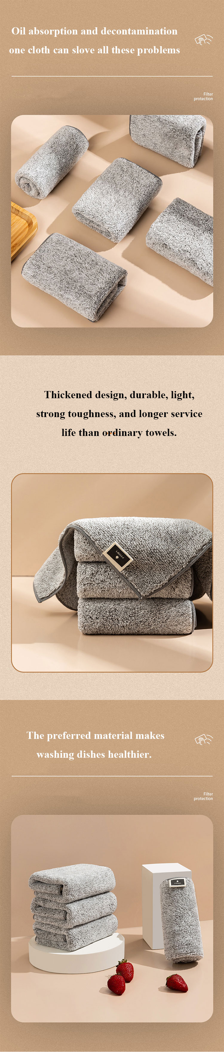 35g Fashionable Cleaning Hand Cleaning Organic Bamboo Charcoal Towel Kitchen Cloth Rag