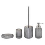 Vertical Stripe Glass Bathroom Accessories Set Glass Soap Dispenser Nickle Ion