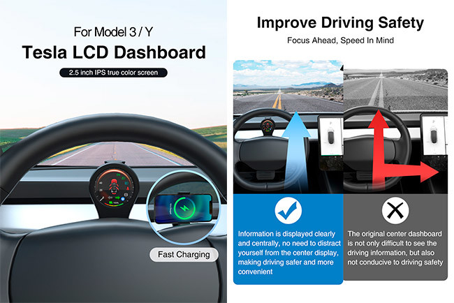 Speed Meter Digital Dashboard Model 3 Tesla Model Y Dashboard TE20