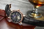 Black Genuine Leather Mechanical Watch Moon Phase Multi Functional