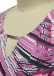 Geometric Pattern Ladies Casual T Shirts With Buckle 3 4 Sleeve V Neck Top