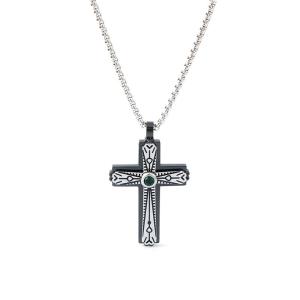 China Minimalist men's cross pendant hip-hop niche trend personalized stainless steel necklace factory