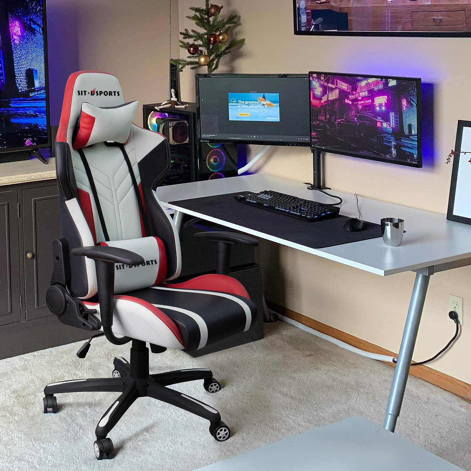 Comfortable PU Leather Custom Massage Y-SEATER Office Gaming Chair for Computer Gamer