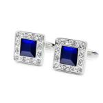 Metal Square Diamond Cufflinks Blue Color Fo Men Shirts Alloy Copper Material