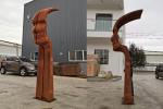 Rustic 3m Height Corten Steel Metal Face Sculpture For Garden