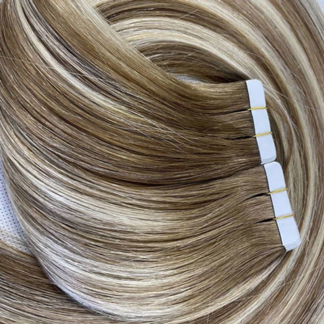 Natural Remy brown Tape In 99J Hair Extensions Invisible Injected