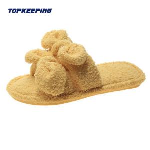 China EUR36 - 41 Womens Plush Bow Fluffy Fur Slipper factory