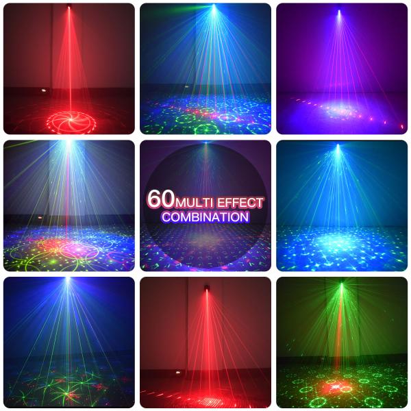 New USB Rechargeable Mini Laser Light Sound Activated Timing LED Stage Lights 60 Lighting Effects Party Atmosphere Lamp