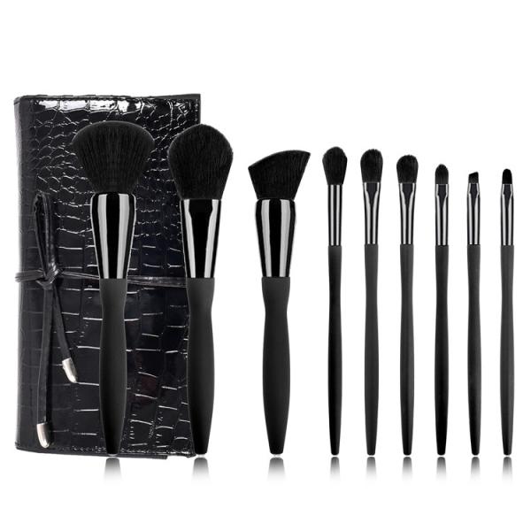 9pcs Pro Vegan Synthetic Travel Makeup Brushes Set Private Label With Belt Bag