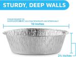 10'' Inch Round Tin Foil Pans Disposable Aluminum, Extra Deep Freezer & Oven