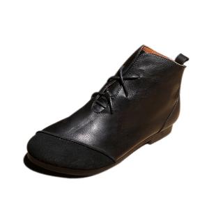 China S194 Manufacturer Sen simple handmade leather original women's shoes fashion all-match flat-bottom lace-up literary retr factory
