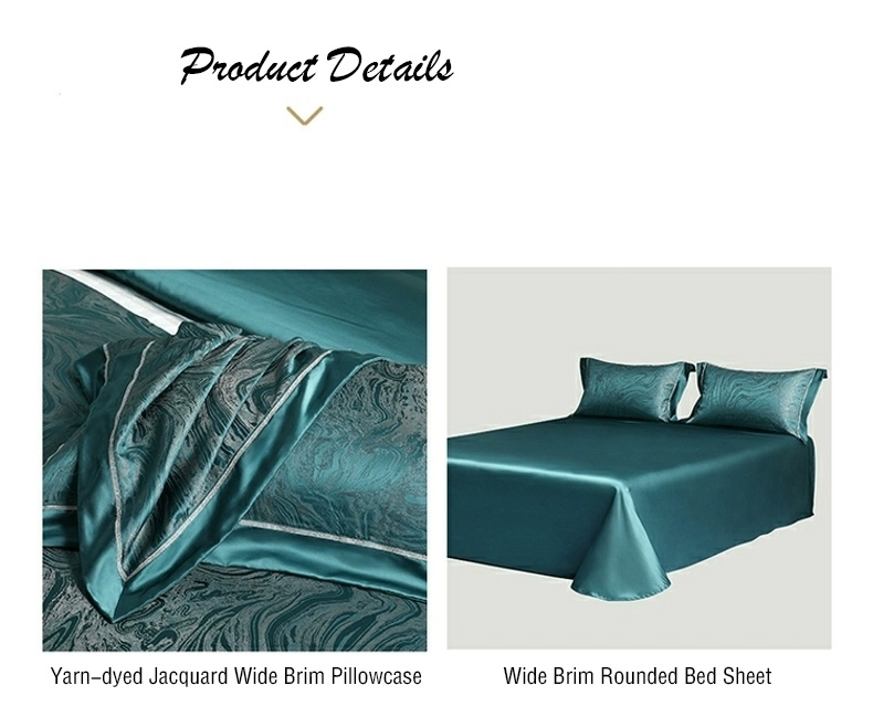 Rotary Screen Printed Luxury 19mm Silk Cotton Jacquard 4Pcs Quilt Cover Bedding Set