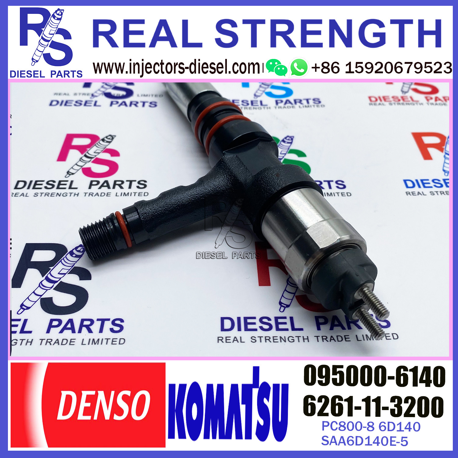 095000-6140 Denso Diesel Fuel Injectors 6261-11-3200 6261-11-3201 For Komatsu