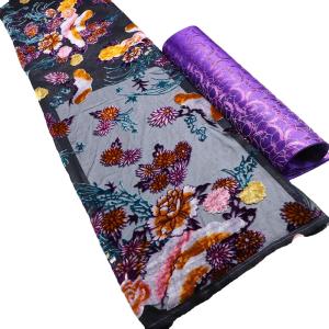 China Supoo Soft Silk Velvet Fabric Printed African Lace Fabric for Women Dress Mesh Fabric Type factory