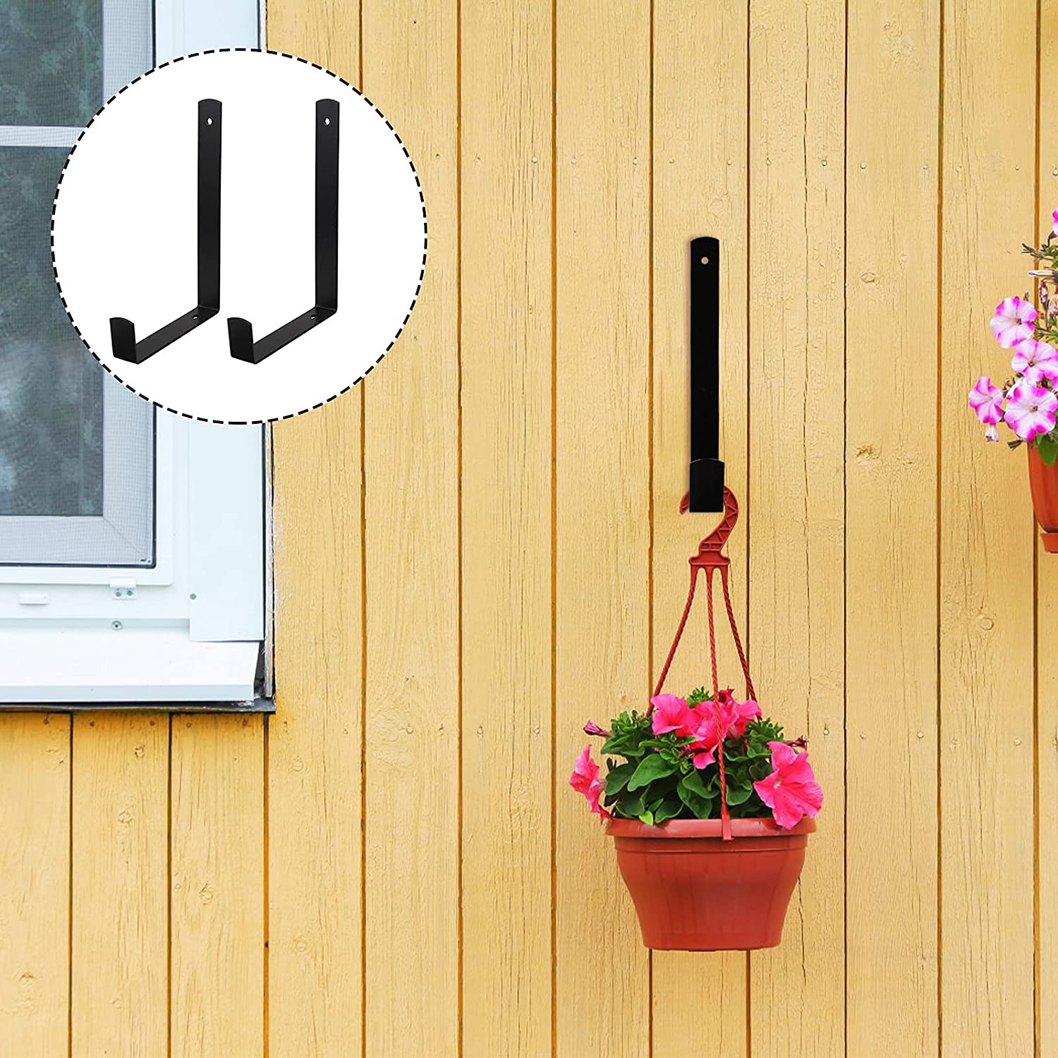 Heavy Duty Iron Flower Box Wall Mounting Hooks for Universal Window Box Brackets