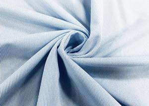 China Work 130GSM 100% Polyester Shirt Fabric / Casual Warp Knitted Fabric Blue Stripes factory