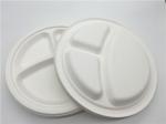 Cut Resistant 9" 3 Compartment Sugarcane Fibre Plates