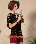 Handmade Crochet Multicolour Three-Dimensional Rose Cutout Knitted Sweater Pull