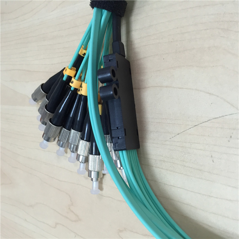 OM3 MPO To 12 FC Pigtail Patch Cord Fiber Optic Jumper Connectors