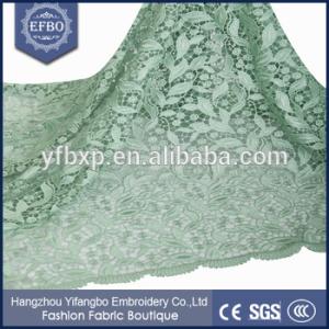 China Latest embroidery design nigerian guipure lace fabric mint green by yard for fashion dress factory