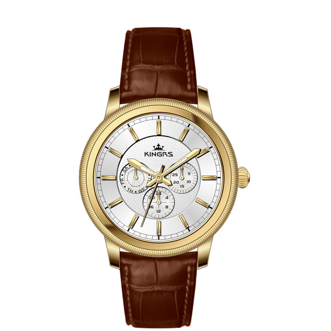 3 Working Eyes Metal Strap Watches Multifunction Stainless Steel Mens