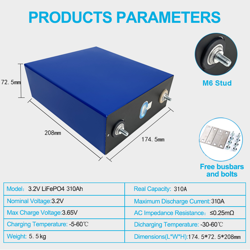 LiFePo4 Lithium Battery Solar Energy System 3.2V 50AH 80AH 105AH 230AH 280AH 302AH OEM ODM Deep Cycle Lifepo4 Battery 2