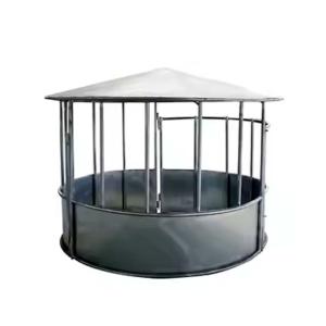 China Galvanized Steel Metal Hay Bale Holder For Cattle Hay Feeder With Roof factory