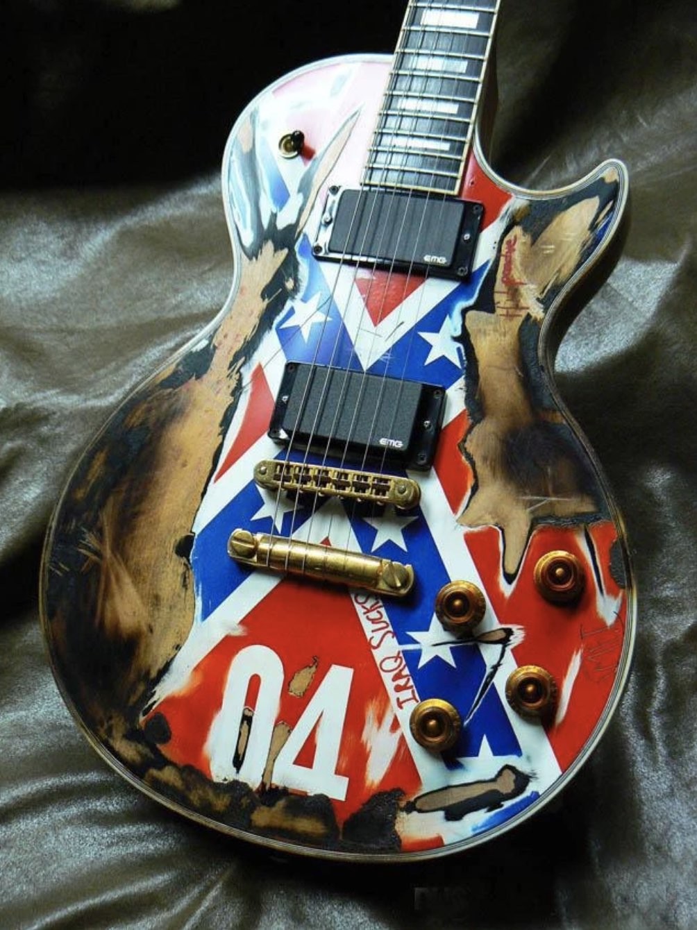 Custom LP Electric Guitar One Piece Body Neck RebelAged Guitar