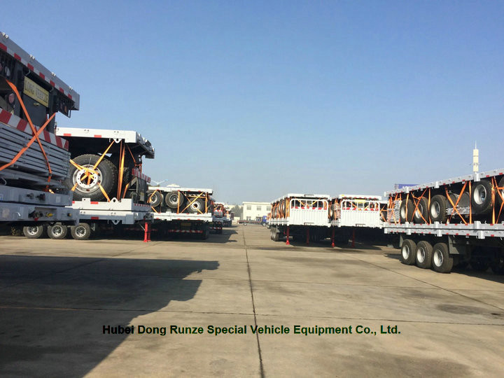 Flatbed Container Trailer 3 axle for container Loading capacity 40 ton ,60ton,80Ton