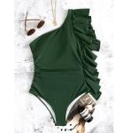 Nylon One Shoulder One Piece Swimsuit UPF50++