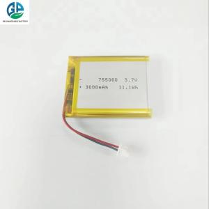 China High Discharge Rate Battery 3.7V 3000mah 30C Max60C Rechargeable Lipo Battery 755060 3.7v 3000mah li-ion battery for Digital Products factory