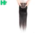 4*4 Free Middle Three Part Human Hair Closure , Peruvian Straight Hair With