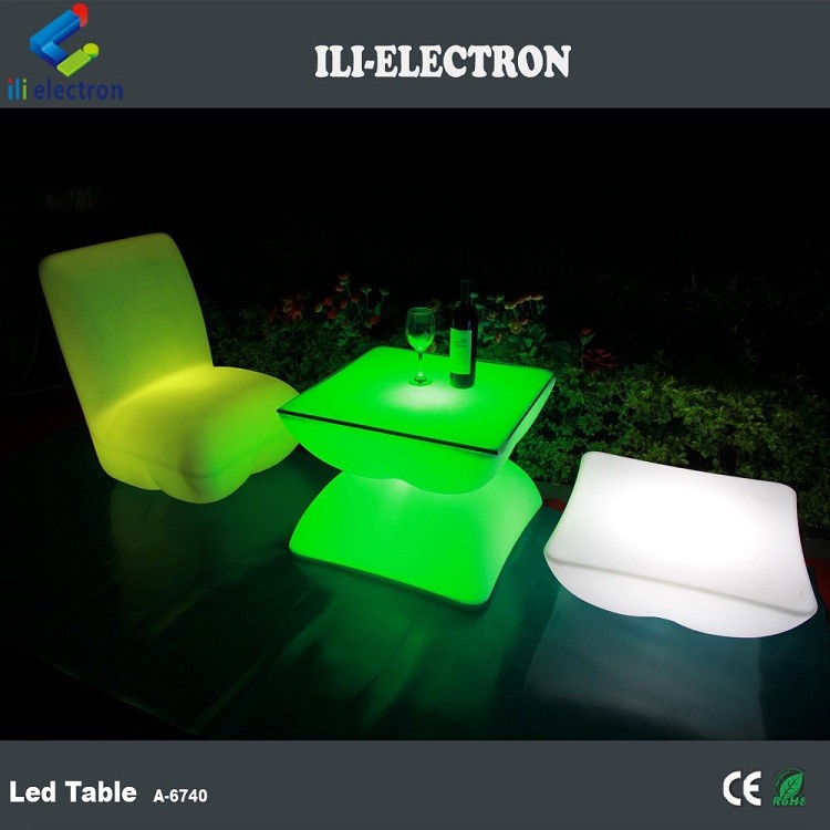 Rechargeable square LED illuminou bar table with remote control/romantic outdoor table