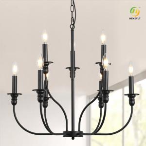 China 8 heads e26/e27 Suspended Light Black iron Nordic Pendant Light factory