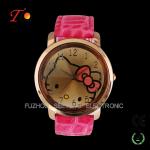 Colorful PU leather strap watches for young girls and cute hello kitty dial