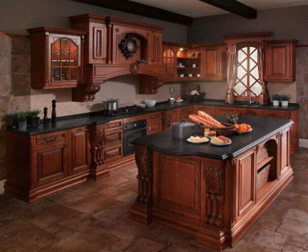 Oak solid wood kitchen cabinet,Raised kitchen cabinet door,North-Am style