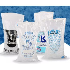LDPE Drawstring Plastic Ice Bags Transparent Custom Printed Recycle