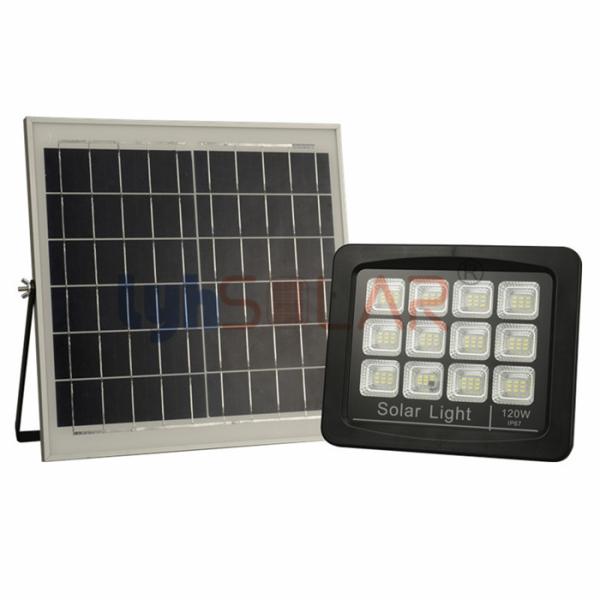 20W Black Solar Flood Lights Outdoor With Motion Sensor IP65 Waterproof 2200lm