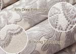 Ivory White Embossed Floral Pattern Wallpaper / Wall Coverings For Shop Walls