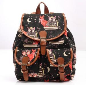 China New wave canvas printing leisure backpack schoolbag travel Female factory