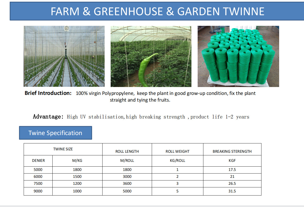 Length 3000M/Roll 3600m/Roll Agriculture Baler Twine , UV Resistance Tomato Twine