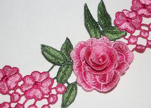 China 3D Flower Multi Colored Embroidered Lace Trim With High Color Fastness Azo Free factory