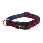 0.79 Inch Wide Thick Nylon Dog Collars Navy Blue Red Ripple Nylon Puppy Harness