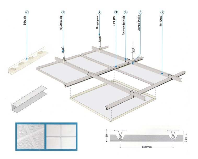 Soundproof A Screen Aluminum Metal Ceiling 21x3000mm Powder Coating